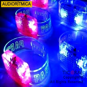 PULSERA AUDIORITMICA LUMINOSA CON LED CUADRADA X 6